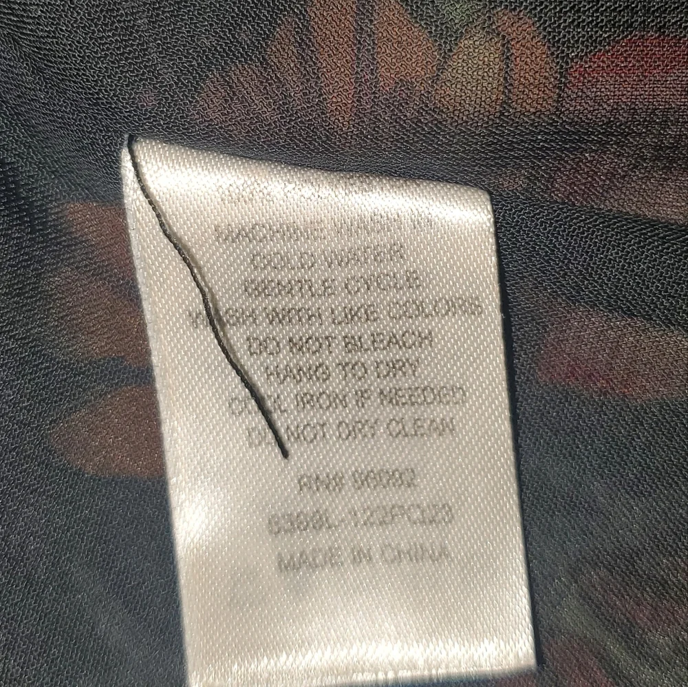 : fleur bleve black floral design button front Drawstring tunic dress top sz 8 - Picture 9 of 16